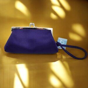 NWT Nine West Purple Satin Wristlet Clutch Evening Bag Purse